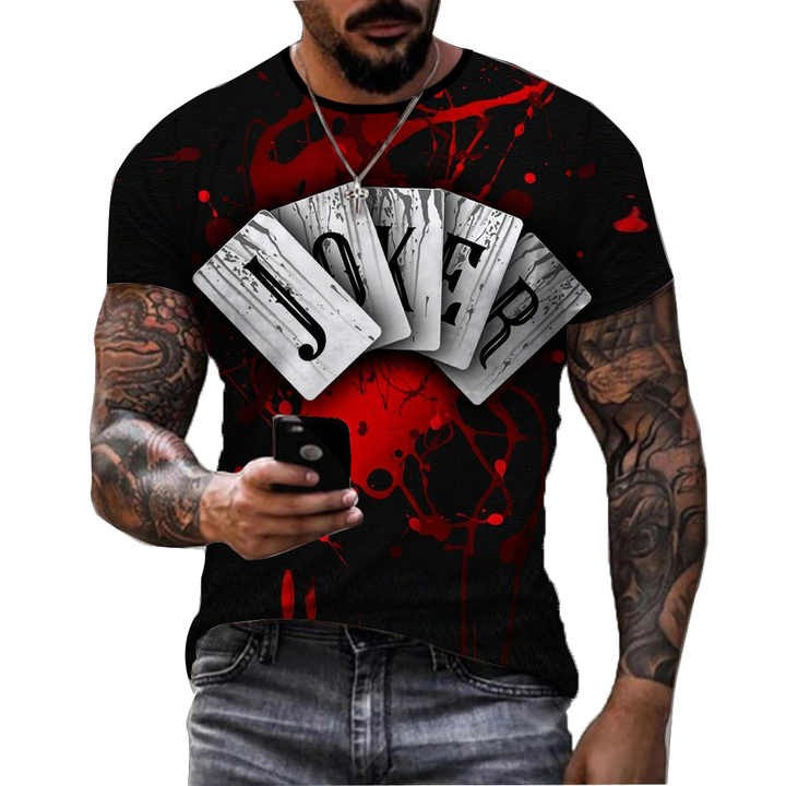 Spring/Summer Slim Fit Custom 3d Pattern Printed Short Sleeve Men's T-Shirt